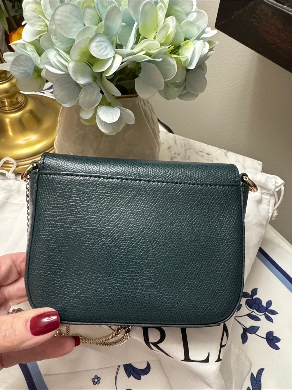 Furla Metropolis Mini Petrolio Leather Crossbody Bag - Picture 5 of 11